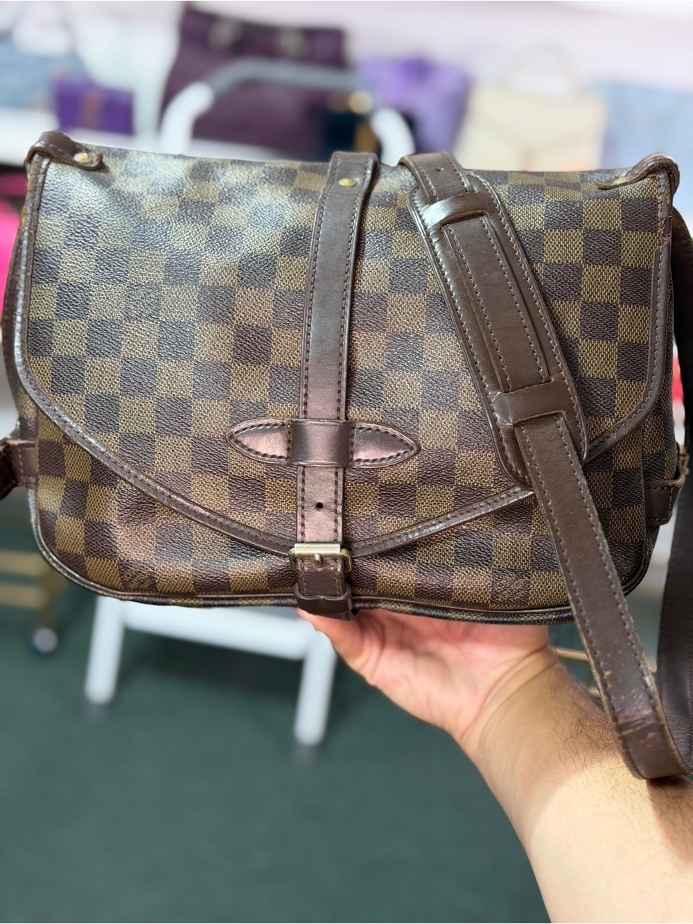 LV CUSTOM MADE Damier Ebene Crossbody